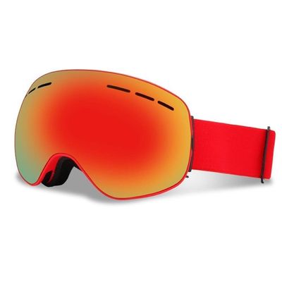 FRAHS Ski Goggles Winter Snow Sports Goggles with Two-Sided Exhaust Hole & Adjustable Elastic Strap, Anti Fog Snowboard Goggles for Men & Women (Color : Red, Size : 95 * 180MM)