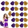 Chivao 24 Pcs Cheerleading Pom Poms, Metallic Foil Handle Cheer Squad Team Spirited Fun for Party, Sports Dance Cheer, 30 Grams Weight Each(Gold, Purple) view 1