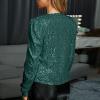 Womens Sequin Blazer Jacket Casual Long Sleeve Open Front Zip Up Sparkle Bomber Jackets for Evening Party view 3