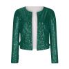 Womens Sequin Blazer Jacket Casual Long Sleeve Open Front Zip Up Sparkle Bomber Jackets for Evening Party view 4