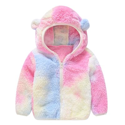 Toddler Girls Winter Windproof Tie Dye Hooded Coat Jacket Kids Warm Fleece Snow Jackets And Pants (Pink, 6-12 Months)