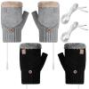 USB Heated Gloves 2 Pairs Winter Warm Heating Mitten Full and Half Hand Warmers Washable Knitting Typing Gloves (Vivid Style) view 1