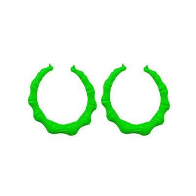 80' 90's Exaggerated Large Bamboo Hoop Earrings Oversized Metal Multicolor Hoop Earrings Cool Punk Hip-Hop Rapper Jewelry for Women Daily Wear Accessories-F green