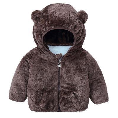 Toddler Girls Winter Windproof Solid Bear Ears Hooded Coat With Pocket Jacket Kids Girls Fleece Lined (Brown, 2-3 Years)