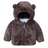 Toddler Girls Winter Windproof Solid Bear Ears Hooded Coat With Pocket Jacket Kids Girls Fleece Lined (Brown, 2-3 Years) view 1