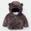 Toddler Girls Winter Windproof Solid Bear Ears Hooded Coat With Pocket Jacket Kids Girls Fleece Lined (Brown, 2-3 Years) view 3