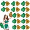 Chivao 24 Pcs Cheerleading Pom Poms, Metallic Foil Handle Cheer Squad Team Spirited Fun for Party, Sports Dance Cheer, 30 Grams Weight Each(Gold, Green) view 1