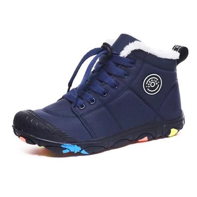 Zonkacen Children Anti Slip Water Resistant Fashion Lace Up Hiking Boots for Outdoor Walking Dog Fishing Skiing Snowball Fight Cold Weather Dark Blue 5 Big Kid