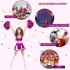 Chivao 24 Pcs Cheerleading Pom Poms, Metallic Foil Handle Cheer Squad Team Spirited Fun for Party, Sports Dance Cheer, 30 Grams Weight Each(Rose Red) view 3