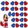 Chivao 24 Pcs Cheerleading Pom Poms, Metallic Foil Handle Cheer Squad Team Spirited Fun for Party, Sports Dance Cheer, 30 Grams Weight Each(Red, Blue) view 1