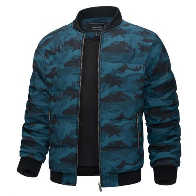 TACVASEN Mens Scrub Jacket Quilted Mens Bomber Windproof Puffer for Men Water-Resistant Winter Jacket Blue S