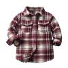 Kids Toddler Flannel Fleece Shirt Jacket Plaid Long Sleeve Lapel Button Down Baby Boys Girls Fall (Wine, 2-3 Years) view 1