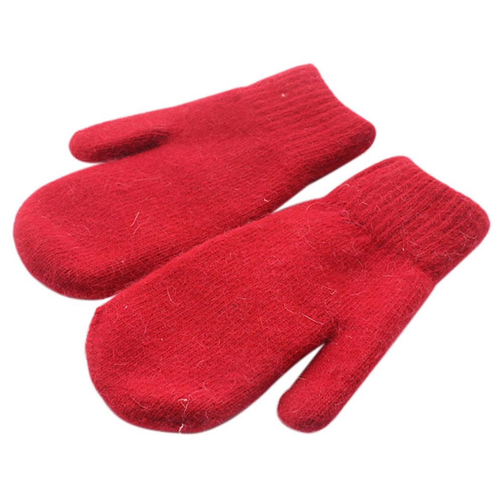 homeemoh Knit Mittens for Women Warm Winter Fleece Lined Mittens Womens Gloves for Cold Weather,Red