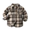 Kids Toddler Flannel Fleece Shirt Jacket Plaid Long Sleeve Lapel Button Down Baby Boys Girls Fall (Coffee, 5-6 Years) view 1