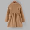 Kids Girls Notched Collar Trench Coat Fleece Blend Winter Jackets Long Sleeve Single Breasted (Coffee, 4-5 Years) view 4
