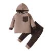 Infant Baby Boys Girls Long Sleeve Hooded Sweatshirt Tops Plaid Pant Sweatpants Little Boy Fall (Brown, 2-3 Years) view 1