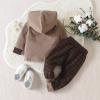 Infant Baby Boys Girls Long Sleeve Hooded Sweatshirt Tops Plaid Pant Sweatpants Little Boy Fall (Brown, 2-3 Years) view 3