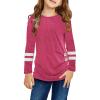 Kids Little Girls Tunic Tops Crewneck Ultra Soft Solid Color Long Sleeve Striped Comfortable Cat (Hot Pink, 8-9 Years) view 1