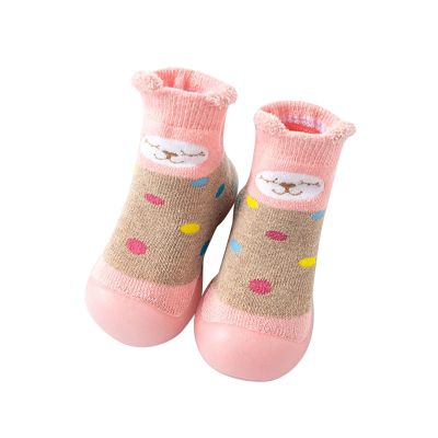 Baby Moccasins Infant Boys Girls Animal Cartoon Socks Shoes Toddler Fleece Floor Socks Non Slip Prewalker Shoes (Pink, 2-2.5 Years Toddler)