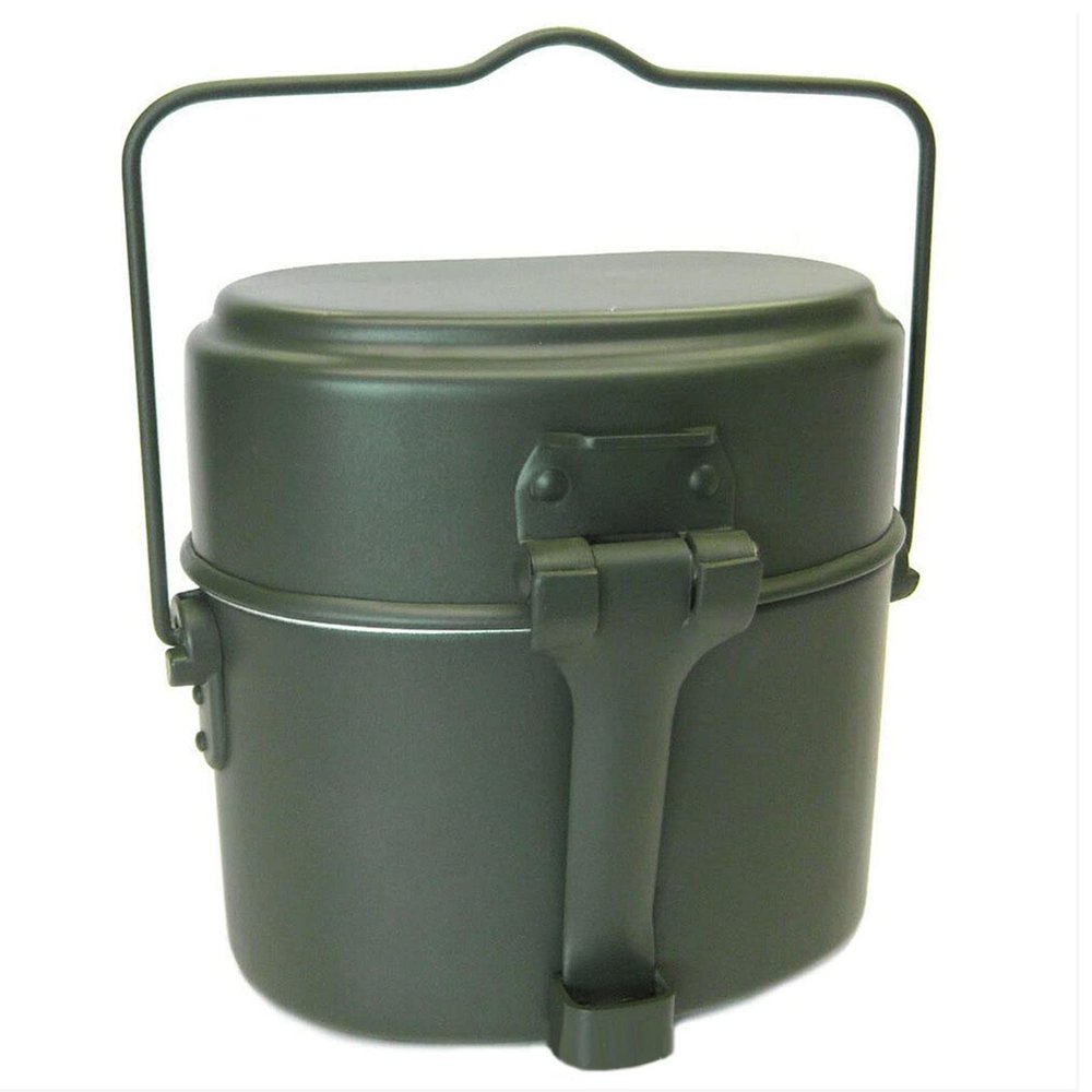 German Style Aluminum Portable Thickened Handle Metal Lunch Box ,Camping Cookware Lunch Box,Outdoor Camping Cookware Lunch Box Aluminum Cookware Set (ArmyGreen), Camping Cookware Lunch Box,German