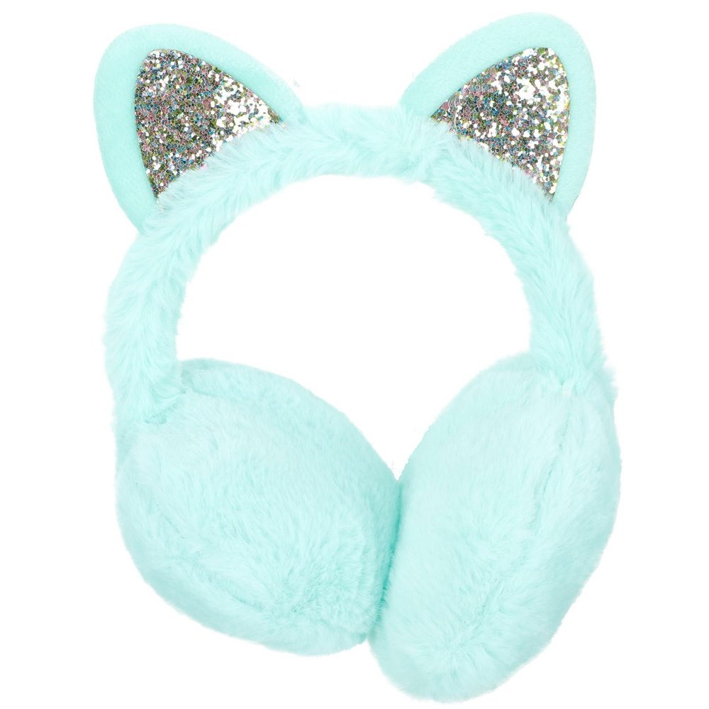 BESPORTBLE Cat Ear Earmuffs Winter Ear Warmer Fluffy Cozy Cute Earmuffs Adjustable Winter Sequin Faux Warm Ear Warmer for Women Girls Outdoor