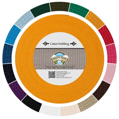 Country Brook Design - 1" Cotton Webbing Strap - Lightweight, Organic and Gentle with Skin Cotton Strapping - 25 Yards, Gold