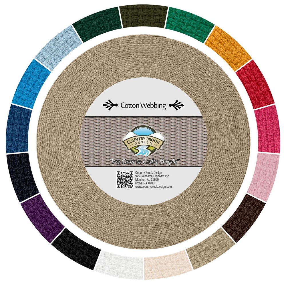 Country Brook Design - 1" Cotton Webbing Strap - Lightweight, Organic and Gentle with Skin Cotton Strapping - 50 Yards, Camel