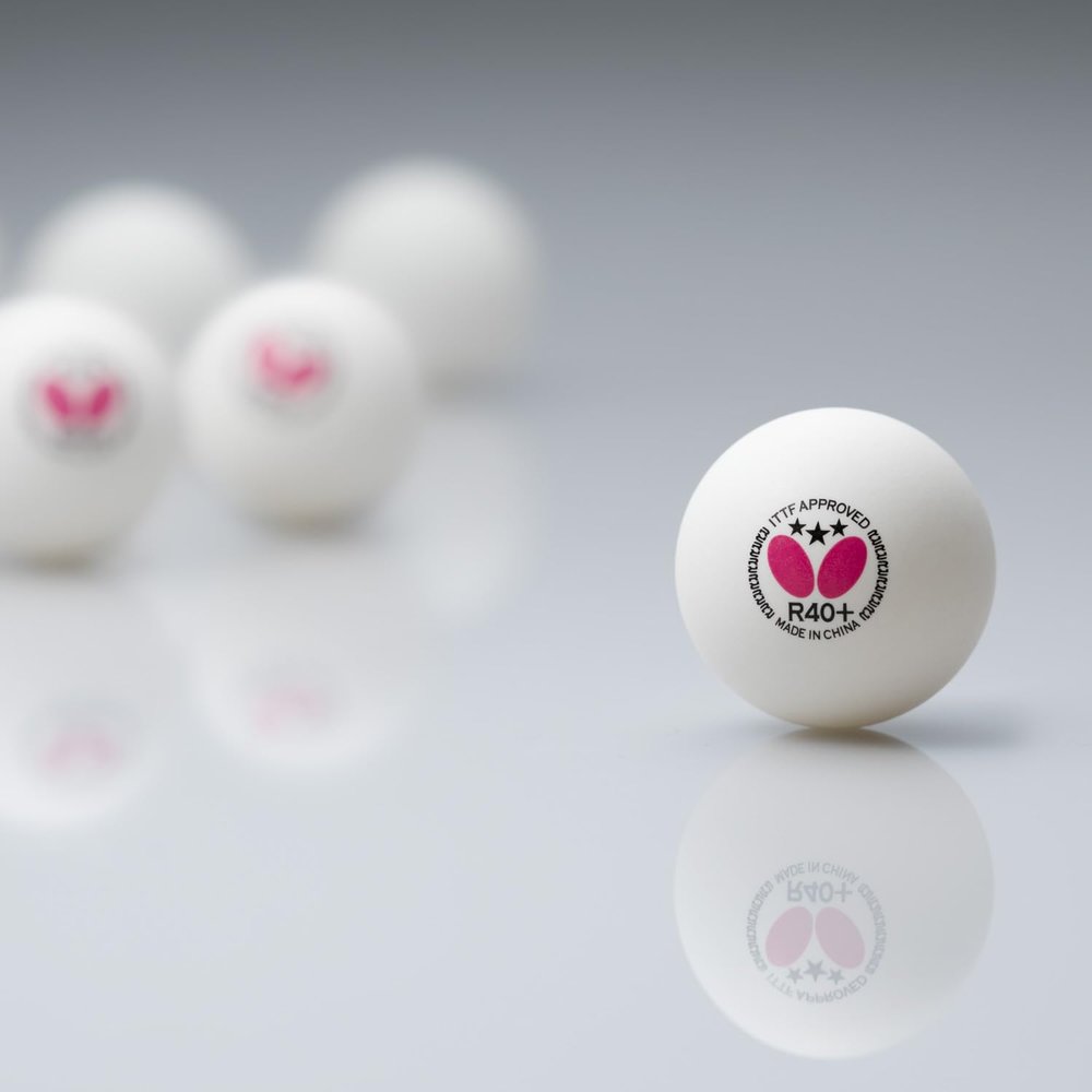 Butterfly R40+ Table Tennis Balls  40mm White Ping Pong Ball  ITTF Certified Professional Table Tennis Ball  Poly Table Tennis Ball  3 Pack, 6 Pack, or 12 Pack (B3R406)