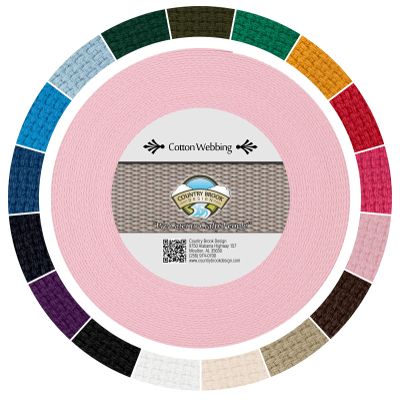 Country Brook Design - 1" Cotton Webbing Strap - Lightweight, Organic and Gentle with Skin Cotton Strapping - 50 Yards, Pink