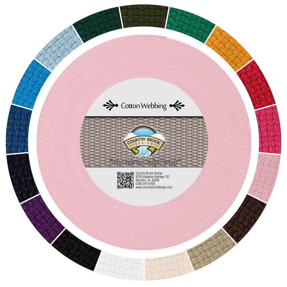 Country Brook Design - 1" Cotton Webbing Strap - Lightweight, Organic and Gentle with Skin Cotton Strapping - 50 Yards, Pink
