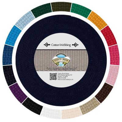 Country Brook Design - 1" Cotton Webbing Strap - Lightweight, Organic and Gentle with Skin Cotton Strapping - 50 Yards, Navy Blue