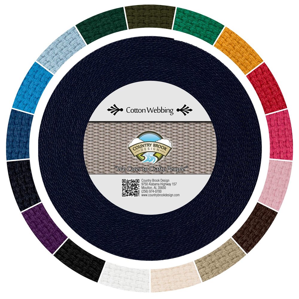 Country Brook Design - 1" Cotton Webbing Strap - Lightweight, Organic and Gentle with Skin Cotton Strapping - 50 Yards, Navy Blue