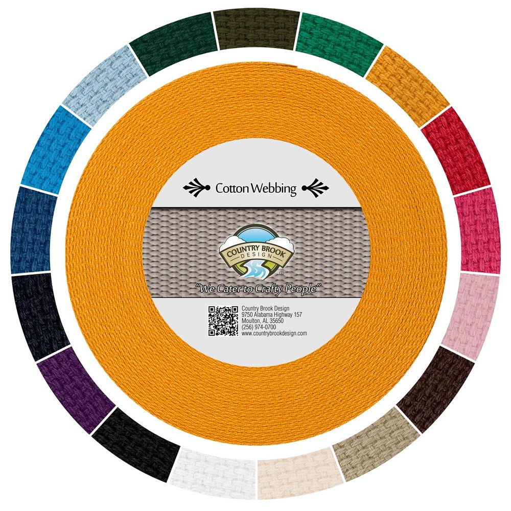 Country Brook Design - 1" Cotton Webbing Strap - Lightweight, Organic and Gentle with Skin Cotton Strapping - 50 Yards, Gold