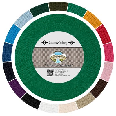 Country Brook Design - 1" Cotton Webbing Strap - Lightweight, Organic and Gentle with Skin Cotton Strapping - 50 Yards, Kelly Green