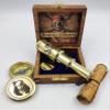 Qarzun Captain Jack Sparrow Brass Compass with Mini 2 fold Telescope Pirates in Wood Box for Pirates Lovers view 1