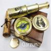 Qarzun Captain Jack Sparrow Brass Compass with Mini 2 fold Telescope Pirates in Wood Box for Pirates Lovers view 3