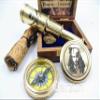 Qarzun Captain Jack Sparrow Brass Compass with Mini 2 fold Telescope Pirates in Wood Box for Pirates Lovers view 4