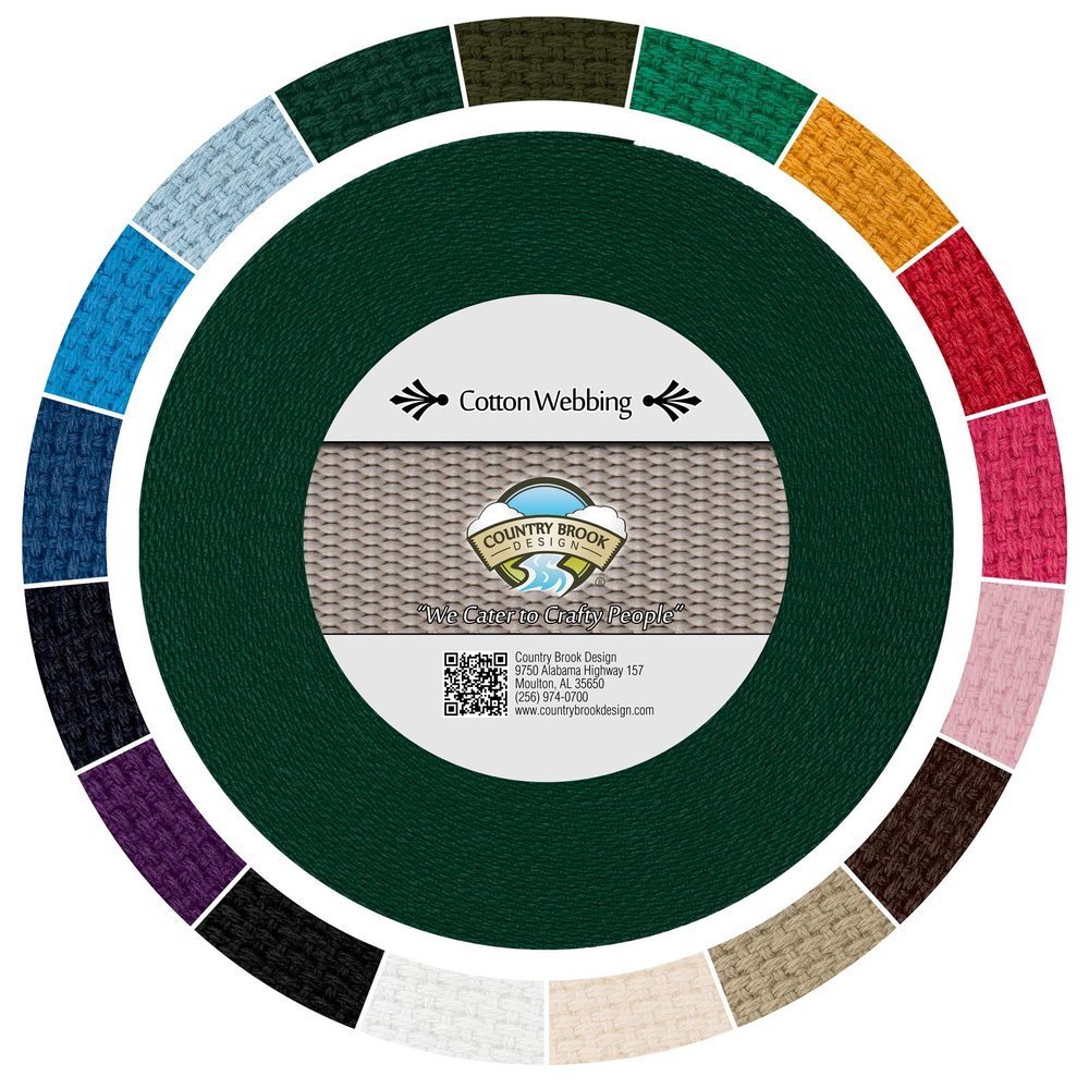 Country Brook Design - 1" Cotton Webbing Strap - Lightweight, Organic and Gentle with Skin Cotton Strapping - 50 Yards, Green