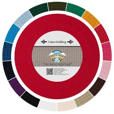 Country Brook Design - 1" Cotton Webbing Strap - Lightweight, Organic and Gentle with Skin Cotton Strapping - 50 Yards, Red