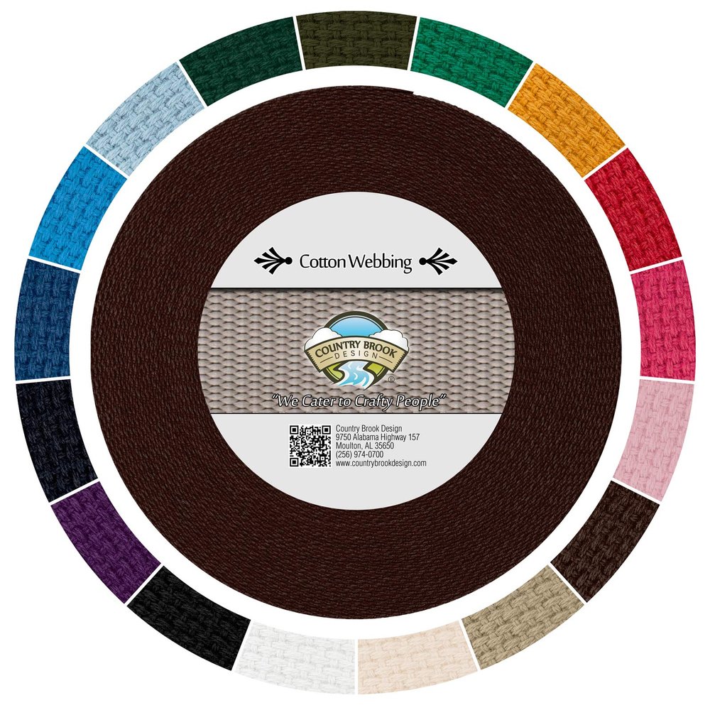 Country Brook Design - 1" Cotton Webbing Strap - Lightweight, Organic and Gentle with Skin Cotton Strapping - 50 Yards, Brown