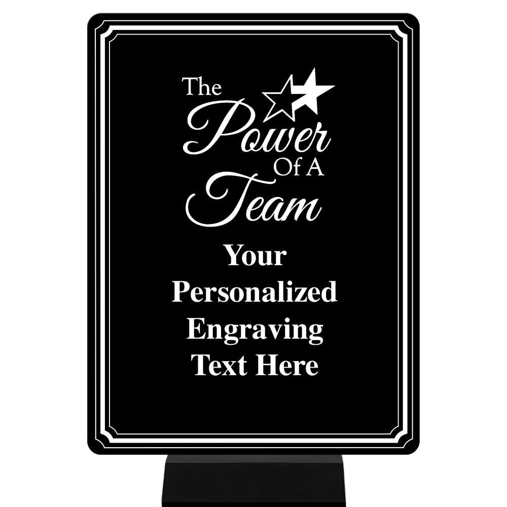 Customized Power of Team Plaque Award, 6"X8" Black Color Printed Metal Recognition Trophy Award