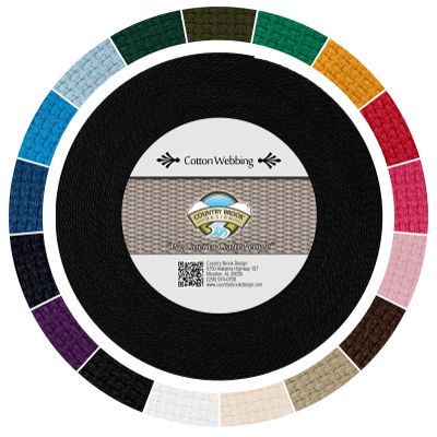 Country Brook Design - 1" Cotton Webbing Strap - Lightweight, Organic and Gentle with Skin Cotton Strapping - 25 Yards, Black