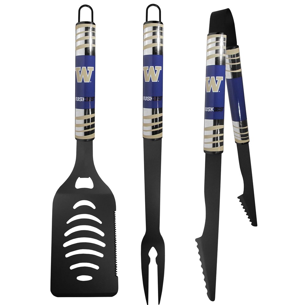 Siskiyou Sports NCAA Washington Huskies 3 pc Black Tailgater BBQ Set, One Size