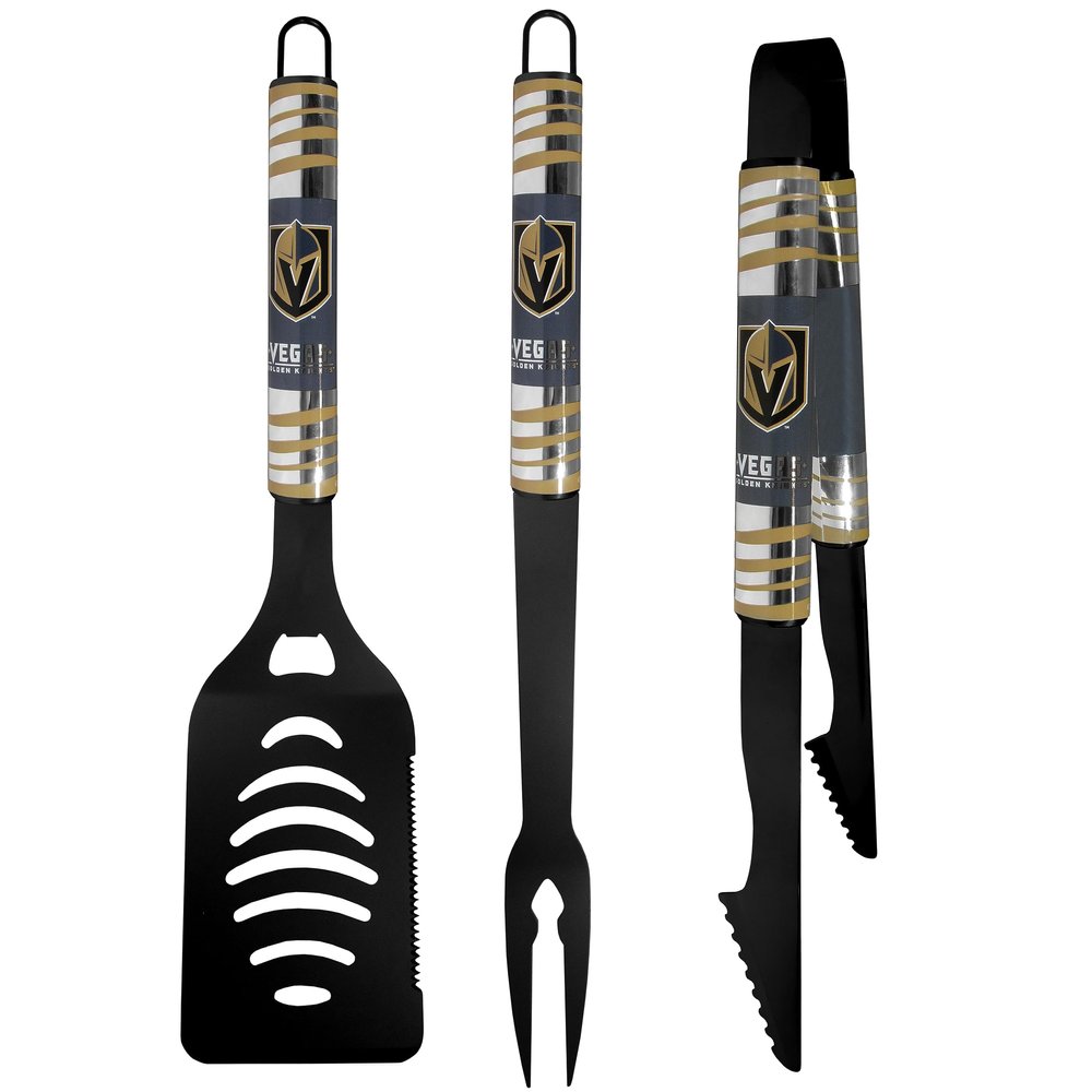 Siskiyou Sports NHL Vegas Golden Knights 3 pc Black Tailgater BBQ Set, One Size