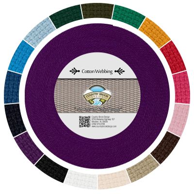 Country Brook Design - 1" Cotton Webbing Strap - Lightweight, Organic and Gentle with Skin Cotton Strapping - 25 Yards, Purple