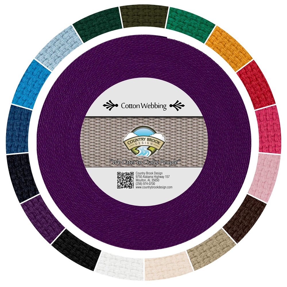 Country Brook Design - 1" Cotton Webbing Strap - Lightweight, Organic and Gentle with Skin Cotton Strapping - 25 Yards, Purple