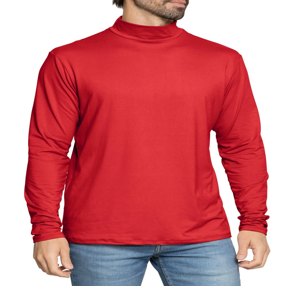 Men's Long Sleeve Mock Neck Turtleneck Red 3X