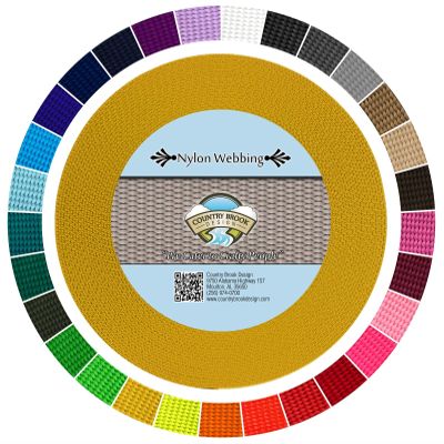 Country Brook Design - 3/8 Inch Heavy Duty 100% Real Nylon Webbing - 25+ Vibrant Colors (Gold, 10 Yards)
