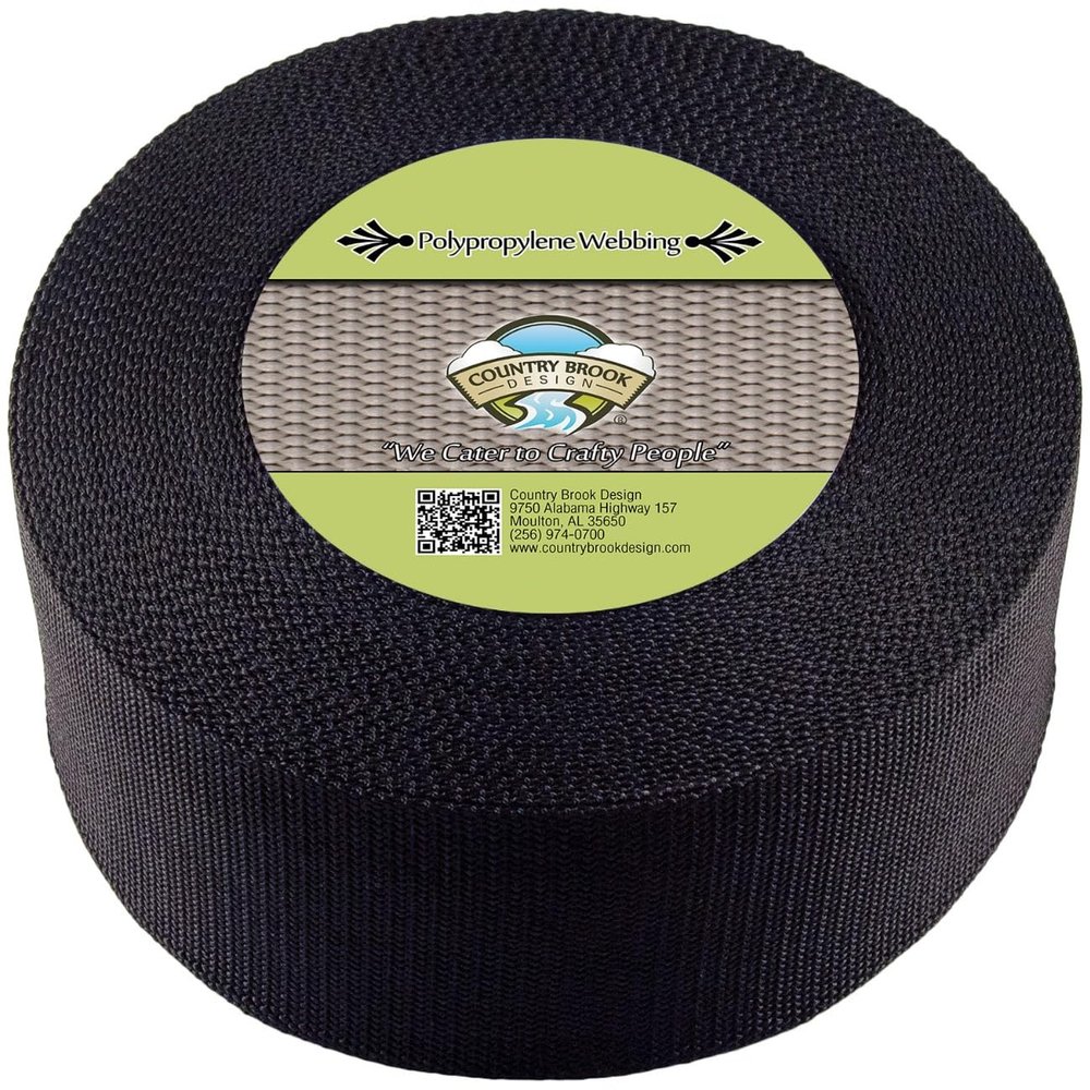 Country Brook Design - 3 Inch Black Heavy Polypropylene (Polypro) Webbing, 25 Yards