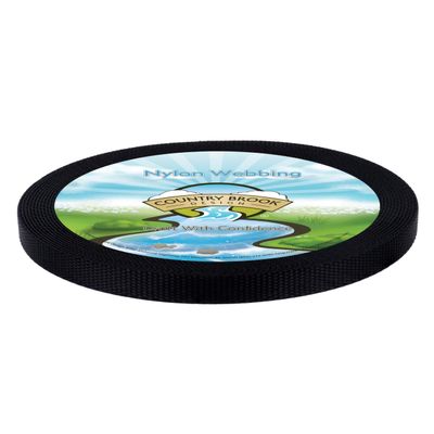 Country Brook Design - Black Heavy Duty Nylon Webbing (1/2 Inch, 50 Yards)